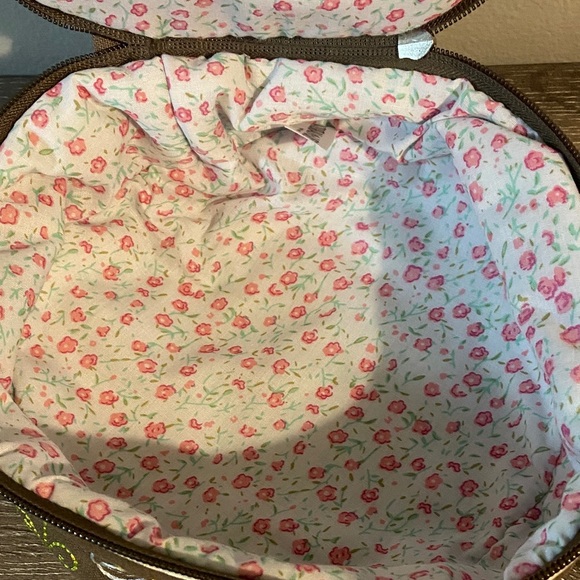 NATURAL LIFE Brown Embroidered Cosmetic Travel Bag Pouch 7.5x3 Like New!! - Picture 5 of 6